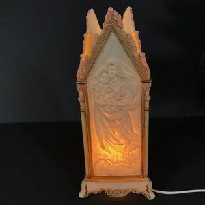 Vintage porcelain night light madonna and child/po